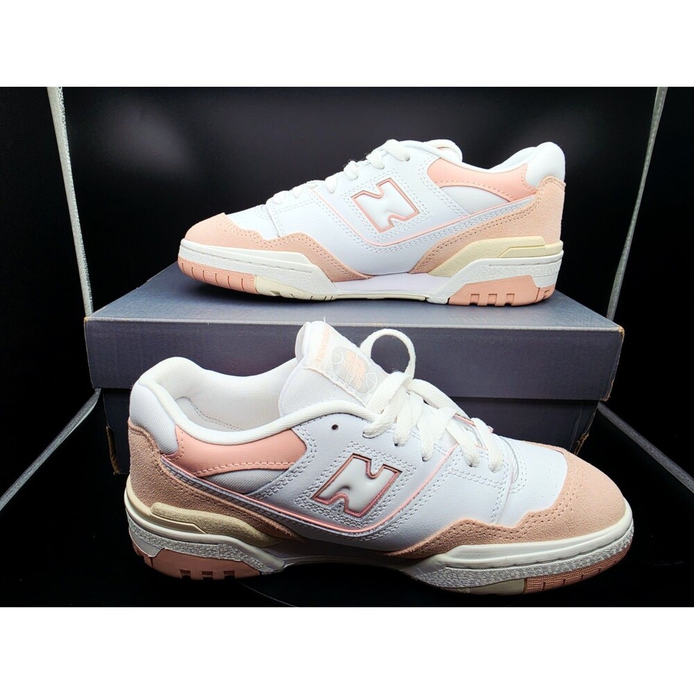 New Balance 550 Unisex Kids Low Top Lace-Up Sneakers White/Pink US 7 M/8.5 Women